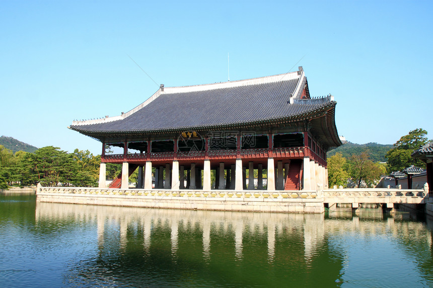 首尔皇帝宫 南韩湖湖 建筑 反射图片