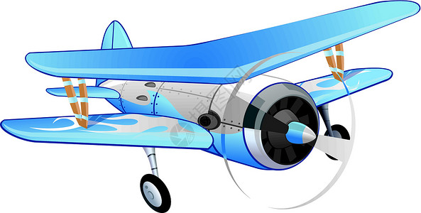 莱特兄弟飞机参比飞机 插图航班翅膀蓝色机身引擎风扇涡轮高度技术航空插画