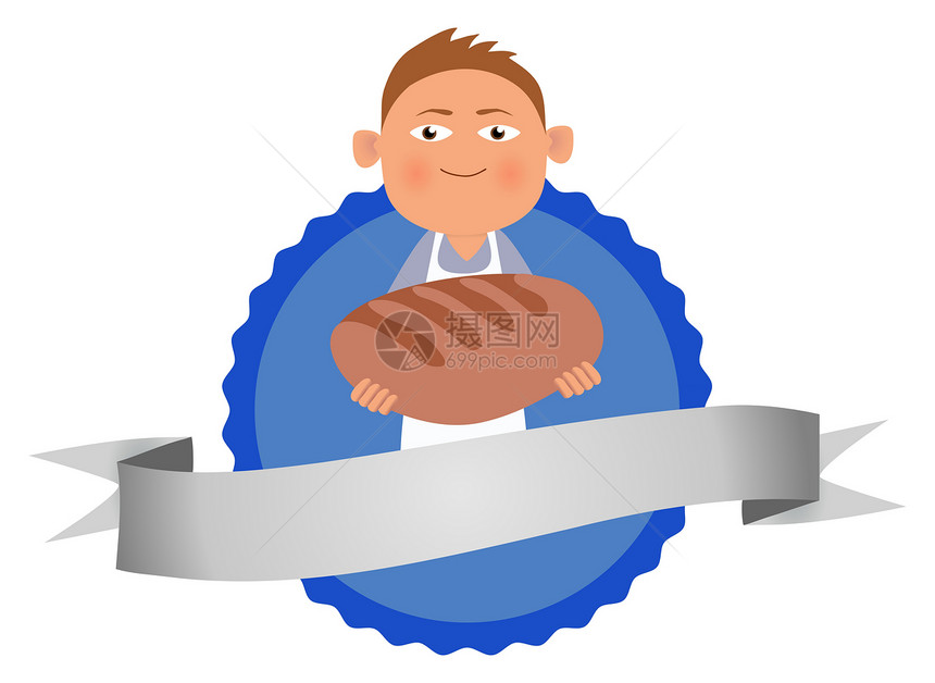 标记符号面包面包师食物职业厨师男生烘烤卡通片男人滚动