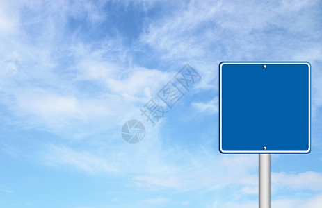 蓝色空白符号控制板宣传天空邮政金属广告牌路标展示横幅木板空的高清图片素材