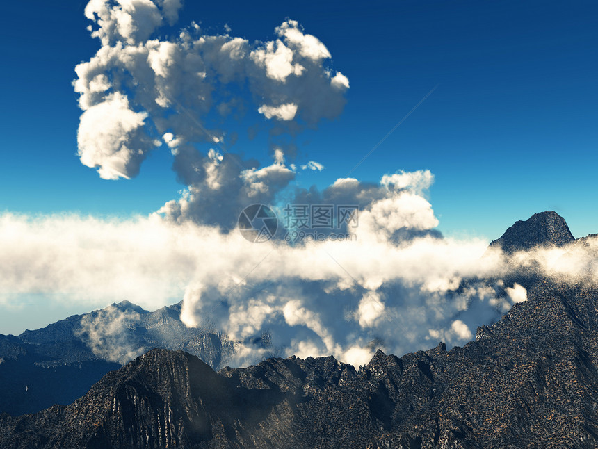 火山爆发地球爆发性国家陨石休眠喷发蓝色景点力量全景图片