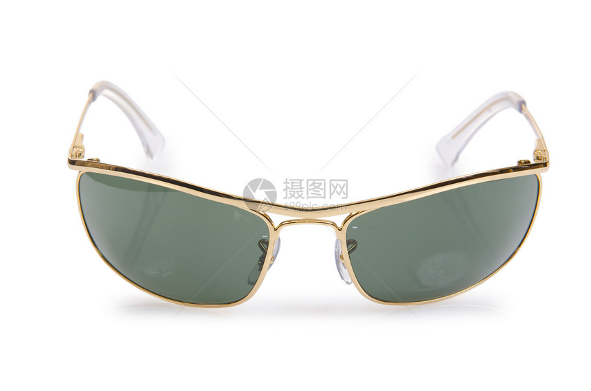 白色上孤立的优美太阳镜绿色眼镜镜片塑料阳光玻璃紫外线运动色调晴天图片
