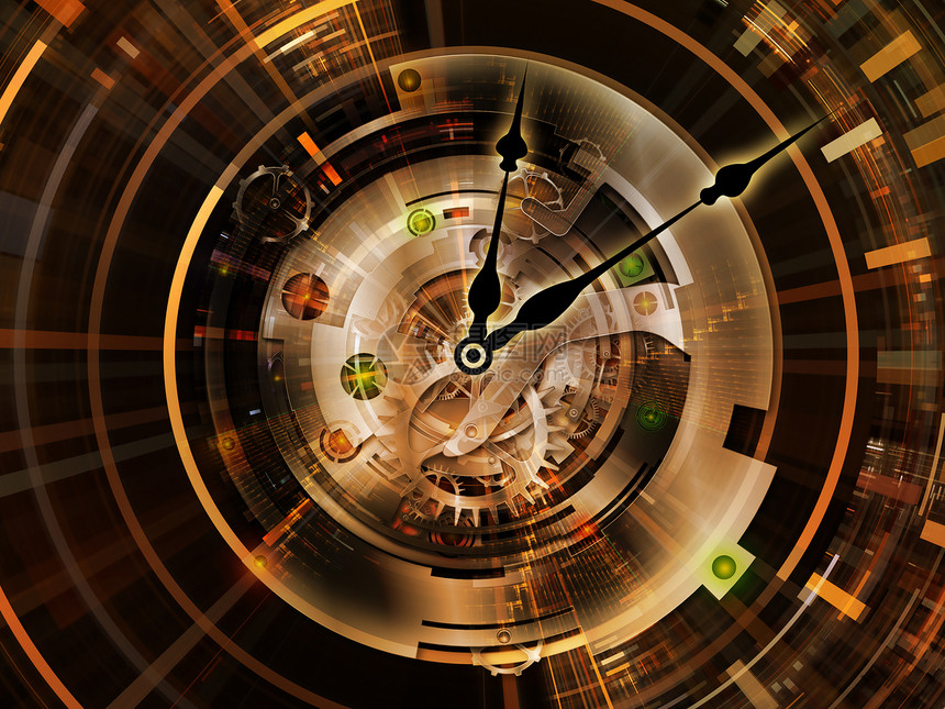 时钟设计旋转插图工具加工径向机器科学几何学发条技术图片