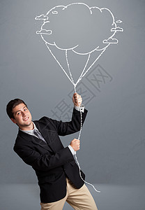 手画气球素材帅哥拿着云彩气球画演讲男性庆典气泡快乐微笑喜悦玩具男人气球背景