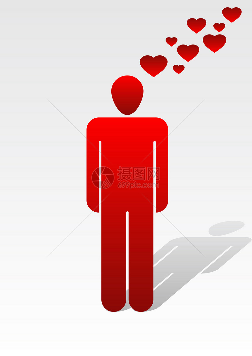 爱情图标系列蓝色绿色头发粉色女性插图灰色思考橙子男人图片