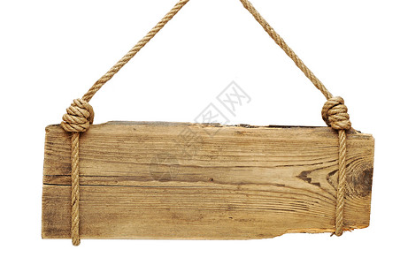 绳索和木头老式白色背景上孤立的标牌镶板邮政交通绳索信号木头黑板路标村庄空白背景
