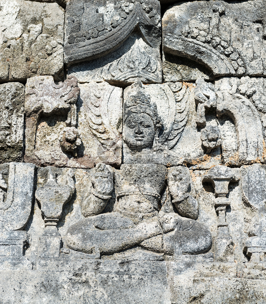 印度尼西亚爪哇Candi Sewu佛教建筑群的佛像佛教徒旅游精神寺庙雕刻石头文化历史性建筑学岩石图片