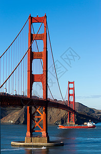 世界奇观之一金门大桥纪念碑吸引力工程电缆旅游建筑学游客海洋金属历史背景