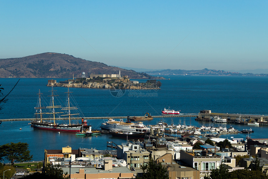 旧金山湾码头港口运输景观城市风景图片