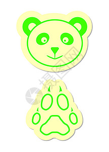 熊猫脚印图标贴纸脚趾邮票脚印卡通片夹子猎犬脚步动物艺术插画