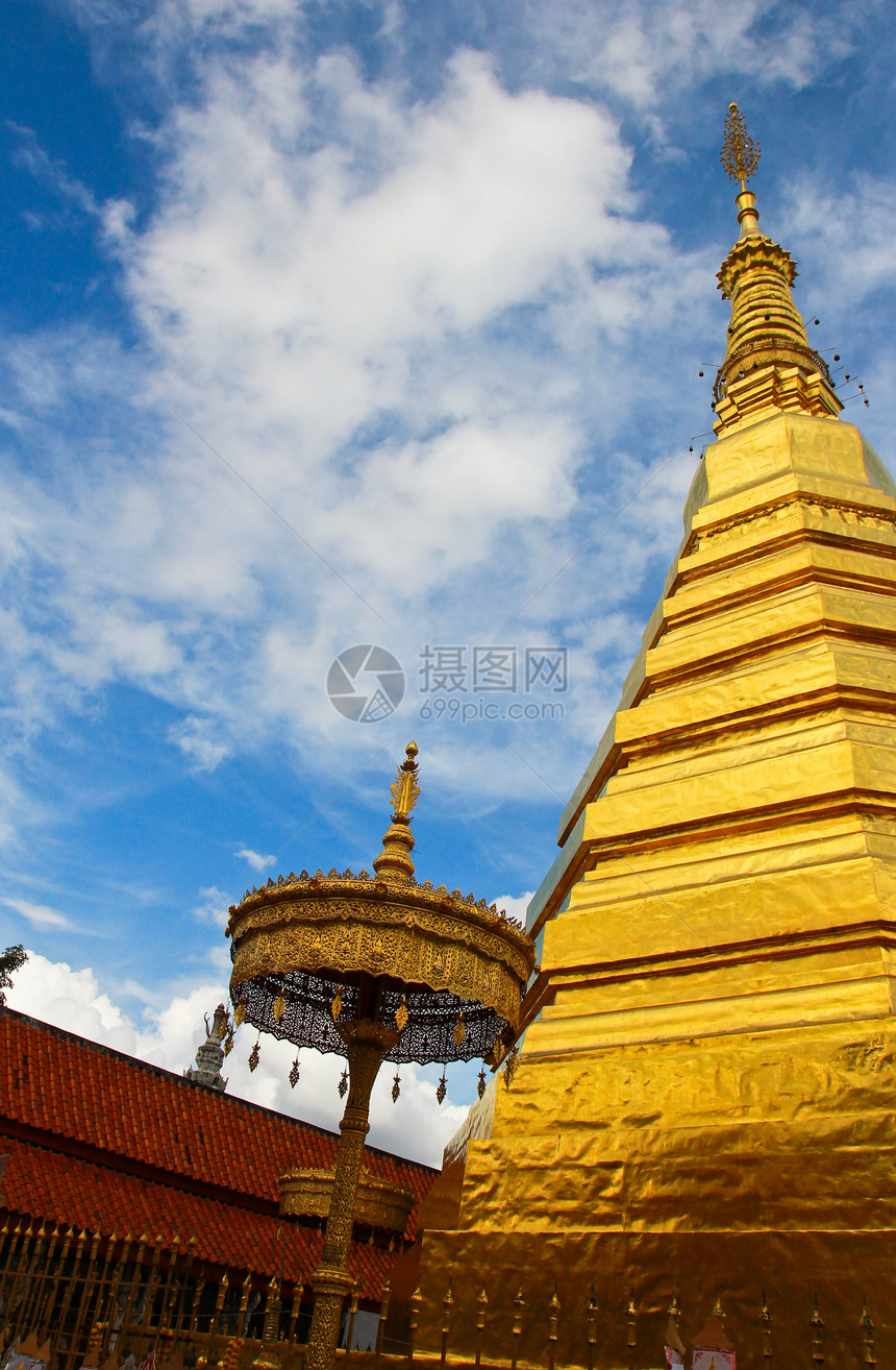 泰国法拉的寺庙建筑学佛教徒文化宝塔佛塔虎年蓝色传统旅游旅行图片