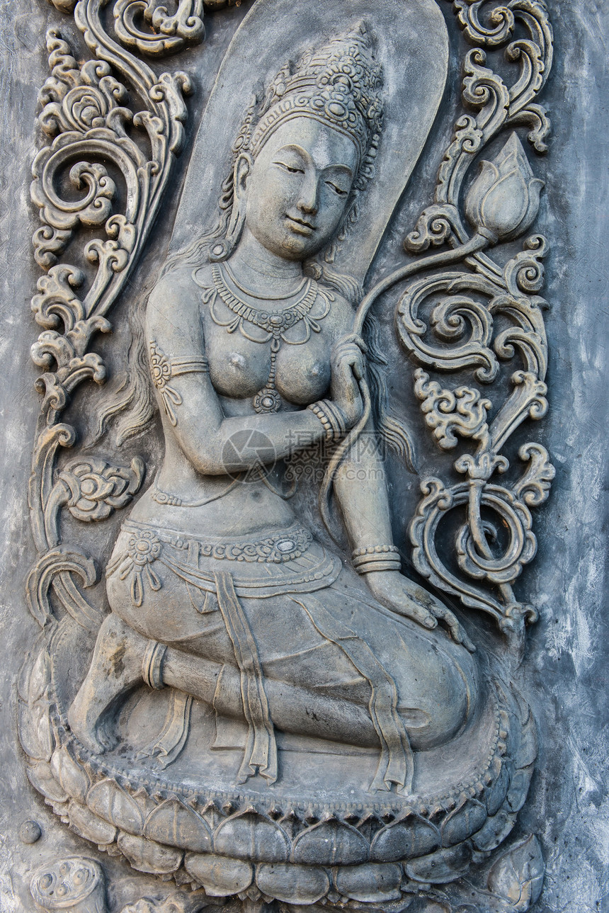 墙上古老的古老布丁雕塑身体宗教石头寺庙信仰建筑学雕像精神上帝文化图片