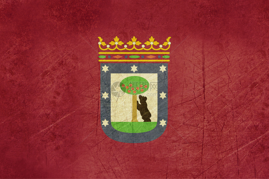 马德里市旗图形化插图横幅国家水平纹章界面城市旗帜图标图片