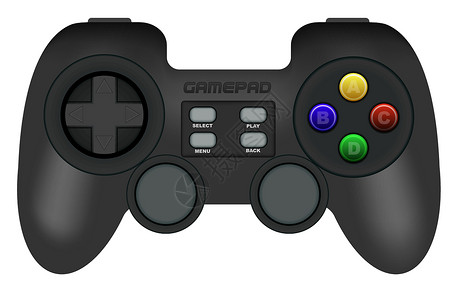 电子游戏控制器游戏板安慰插图模拟黑色电脑控制器技术软垫电子游戏娱乐插画