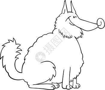 白色斯皮茨犬用于彩色书籍的口吐狗漫画插画