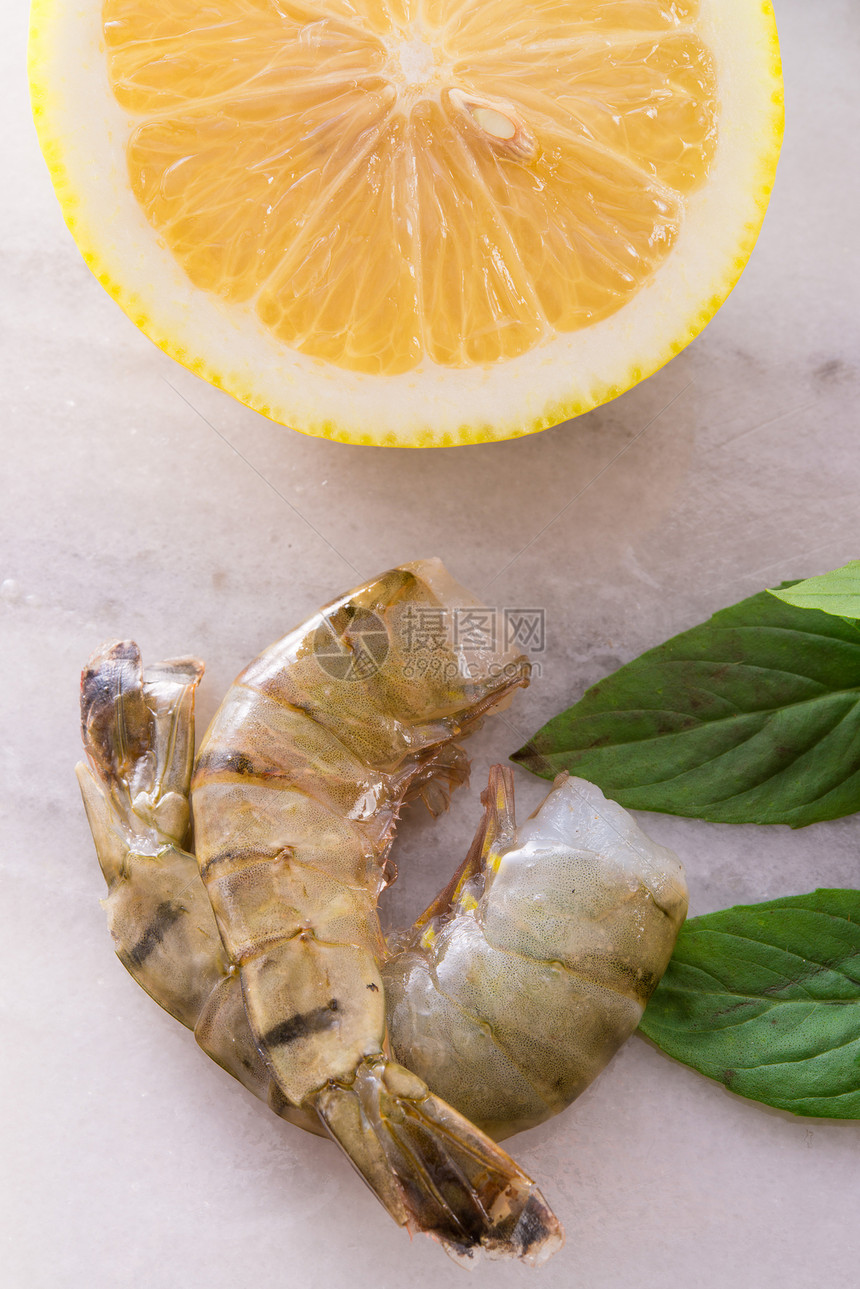新鲜虾虾厨房市场盘子午餐食物旅行柠檬海鲜玻璃海洋图片