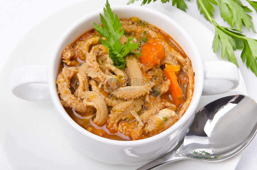 传统土豆汤食物烹饪美味香菜厨房薄片盘子猪肉餐厅胡椒图片