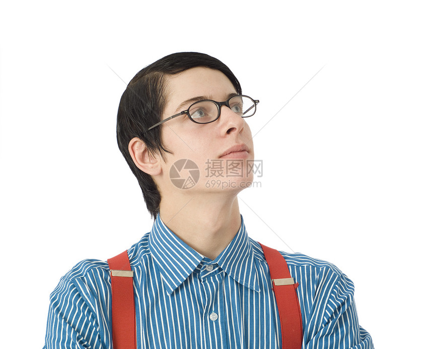 Nerd 商务人士工人工作红色商务商业男性白色支撑漫画眼镜图片