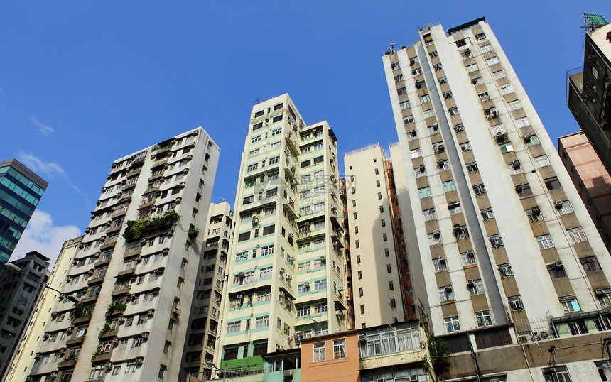 香港旧大楼百叶窗不动产生活抵押多层建筑学高楼窗帘城市摩天大楼图片