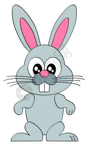 叼着铅笔的兔子白色背景上孤立的卡通微笑着复活节兔子字迹插图幸福尾巴柔软度漫画牙齿绘画染色喜悦明信片野兔背景