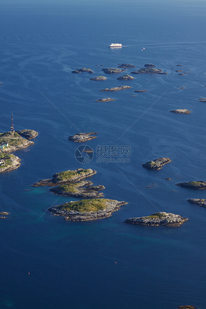 挪威海客船海岸线巡航海洋海岸风景血管岛屿峡湾全景图片