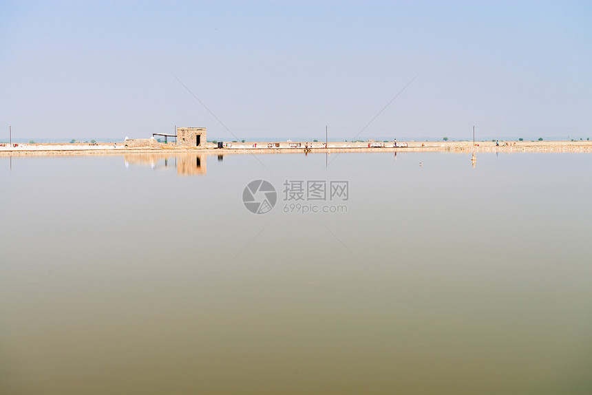 印度Sambhar盐湖盐水食物场地平底锅池塘薄片水池小路传统农场图片