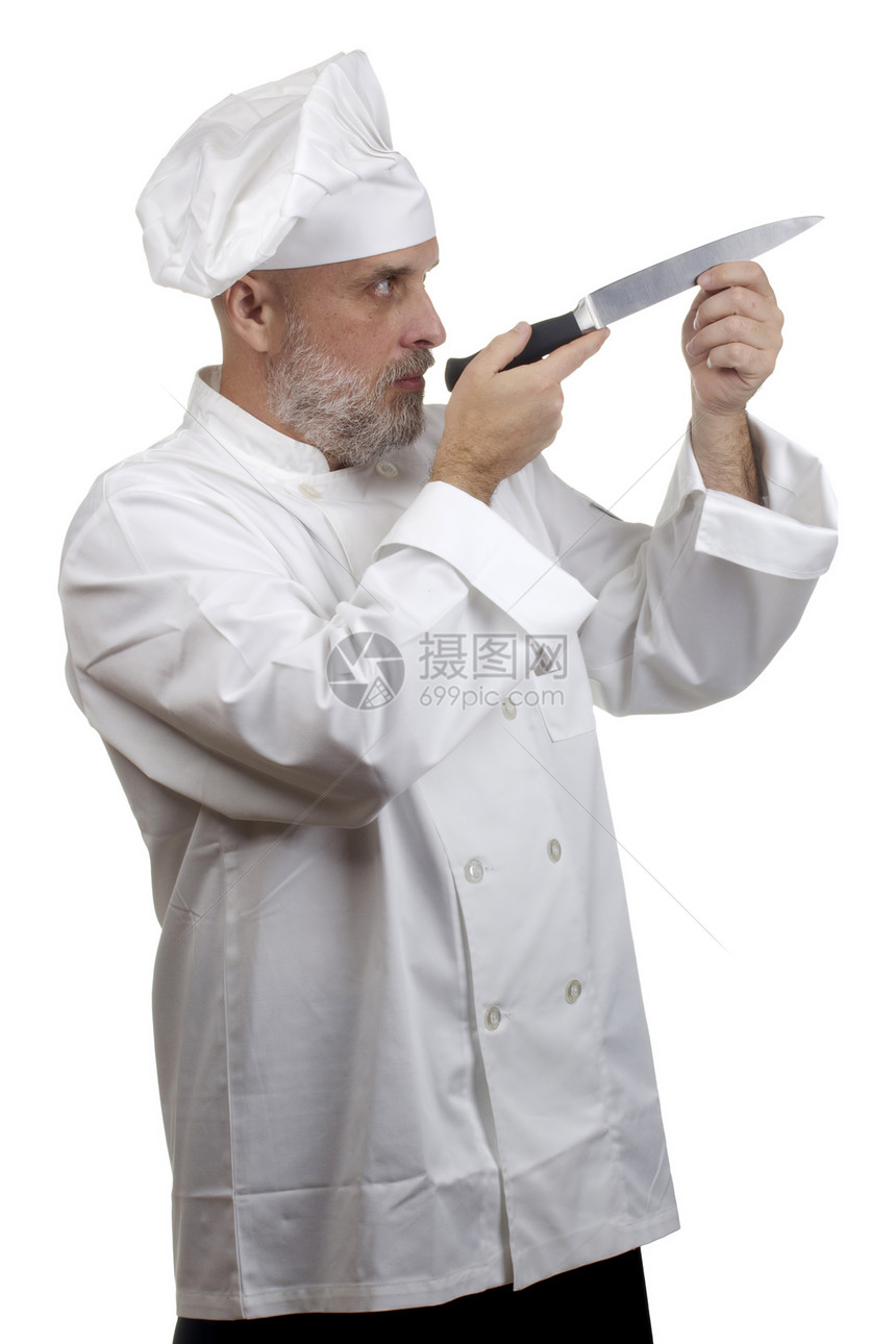 厨师肖画商业帽子工具面包师男人餐厅服务采摘工作烹饪图片