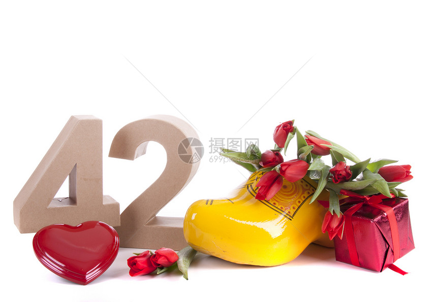 在荷兰式的情中年龄数字植物纪念日花束郁金香生日展示庆典礼物派对幸福图片