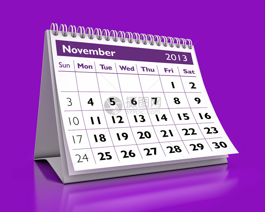 2013年11月日历日程组织公司日记商业白色数字紫色时间图片
