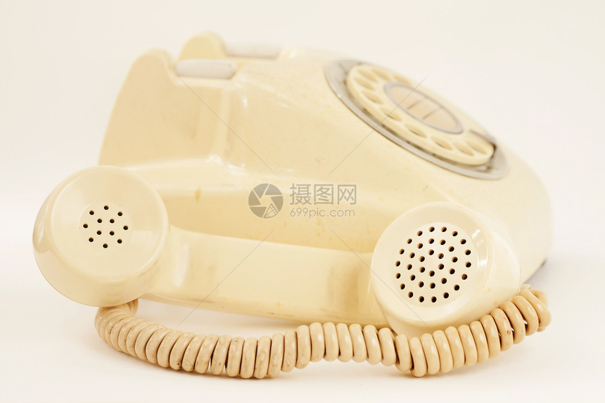 古代电话商业历史黄色拨号听筒古董电缆办公室图片