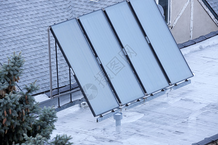 太阳板在天体上力量控制板阳光细胞环境活力集电极烟囱房子生态背景图片