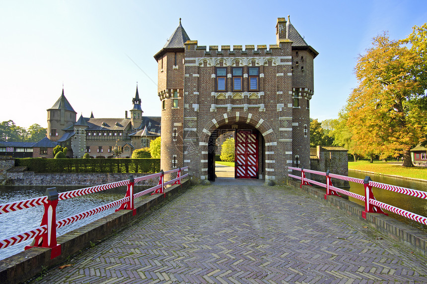 荷兰的中世纪城堡De Haar地标花园历史绿色建筑植物群建筑学花朵图片