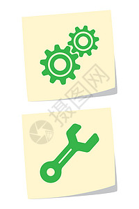 工具图标贴纸Gear 和 Whench 图标插画