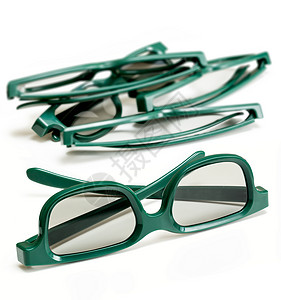 3D眼镜相配电影影视娱乐塑料眼镜镜片框架反射光学眼睛绿色闲暇背景