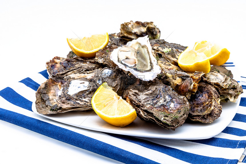 牡蛎盘子壳类午餐食物美食海鲜贝类奢华海洋营养图片
