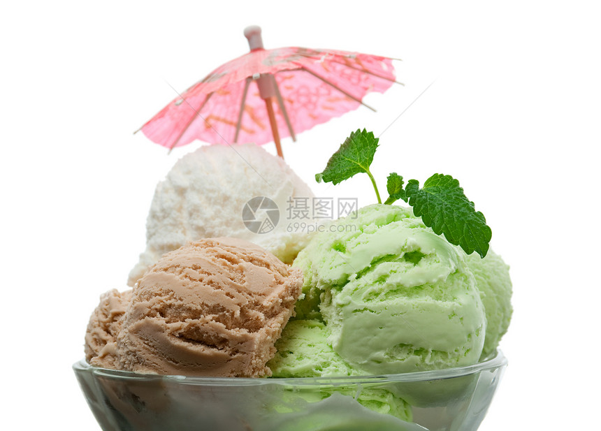 冰淇淋在一个玻璃花瓶诱惑圣代食物白色茶点糖果奶油工作室香草美食图片