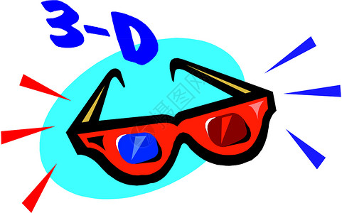 3D杯眼镜洞察力电影动画片眼睛蓝色白色红色青色插图背景图片