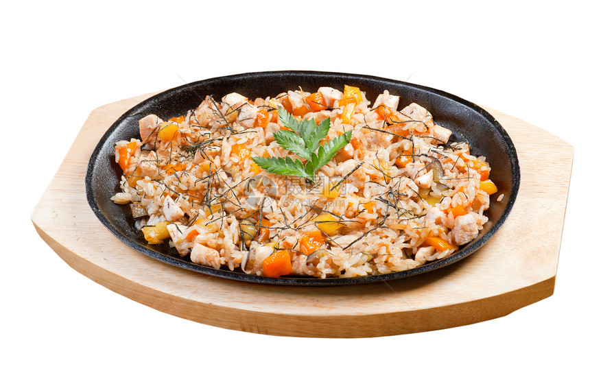 中国菜海鲜盘子腰果美食胡椒油炸坚果菠菜绿色食物图片