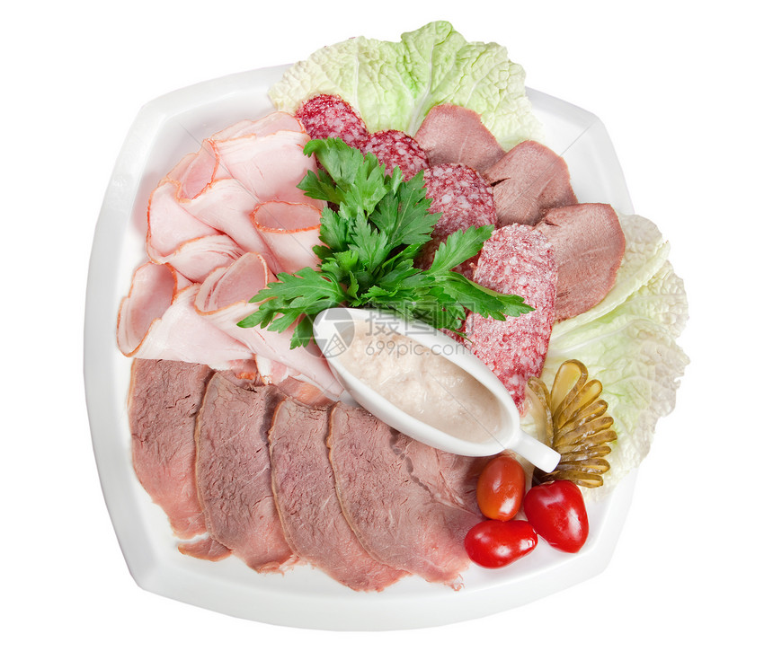 切片食物肉和香肠配方烹饪厨房美食饮食传统沙拉蔬菜午餐食物火腿图片