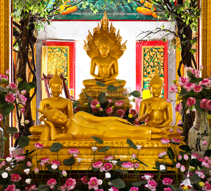 泰国普吉 瓦特查隆寺的佛祖雕像寺庙上帝宗教文化历史神社建筑学沉思雕塑图片