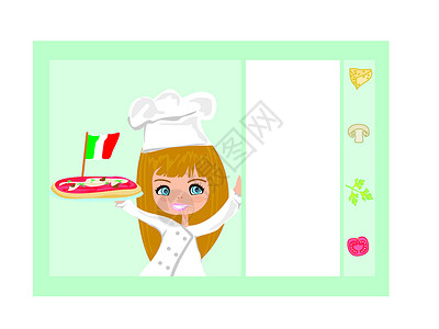 做拉面厨师甜甜女孩做比萨饼快乐服务女孩食物职员食谱维生素美食菜单主菜设计图片