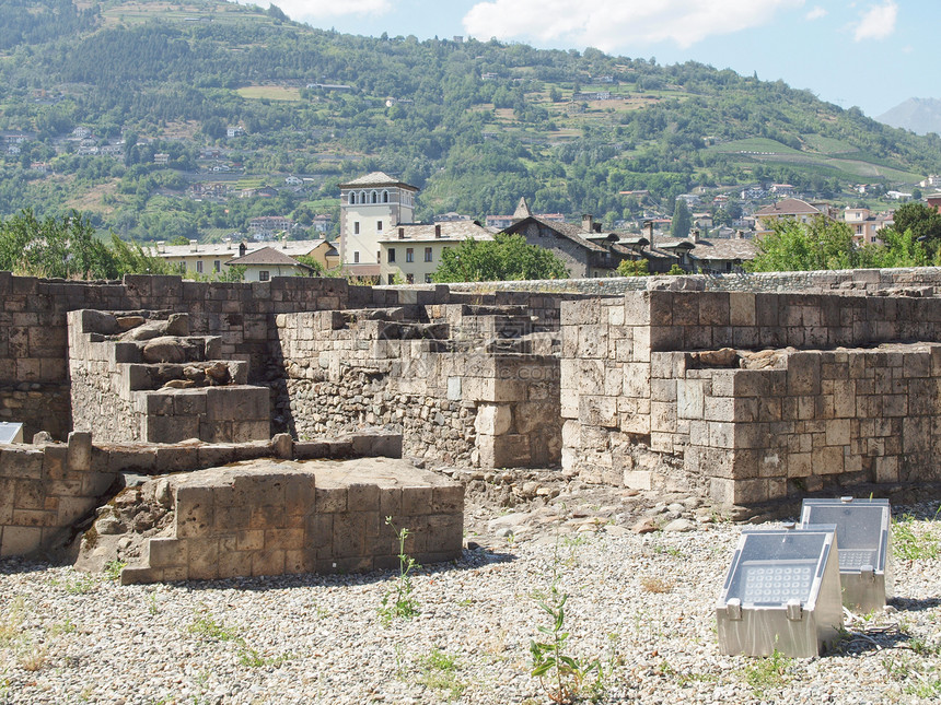罗马戏剧Aosta建筑学山谷考古学联盟艺术山脉地标剧院废墟纪念碑图片