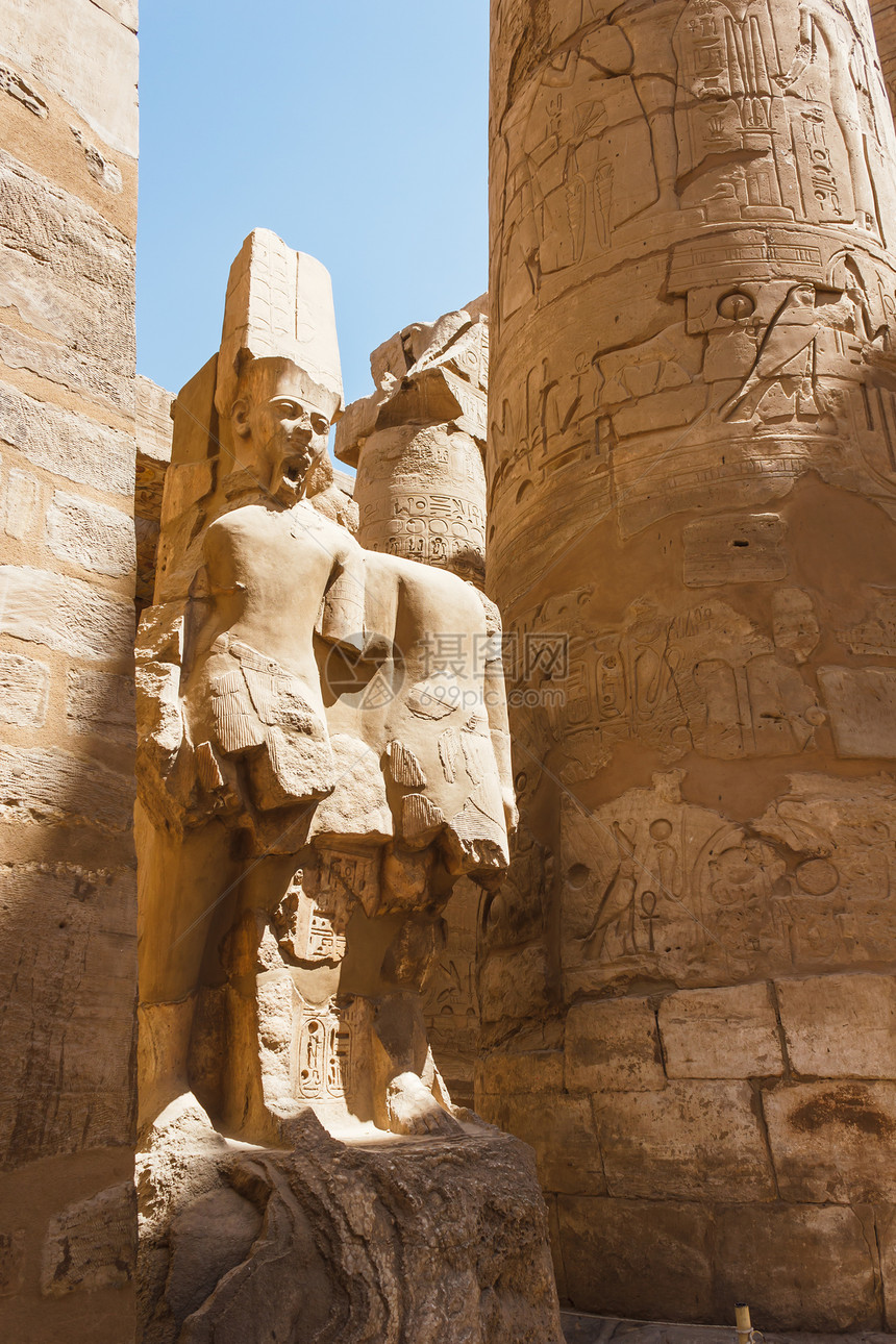 埃及卡纳克寺庙古老废墟国王发掘历史法老古物文字宗教雕刻旅游人面图片