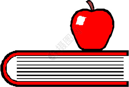 书上的苹果矢量本和一个苹果插画