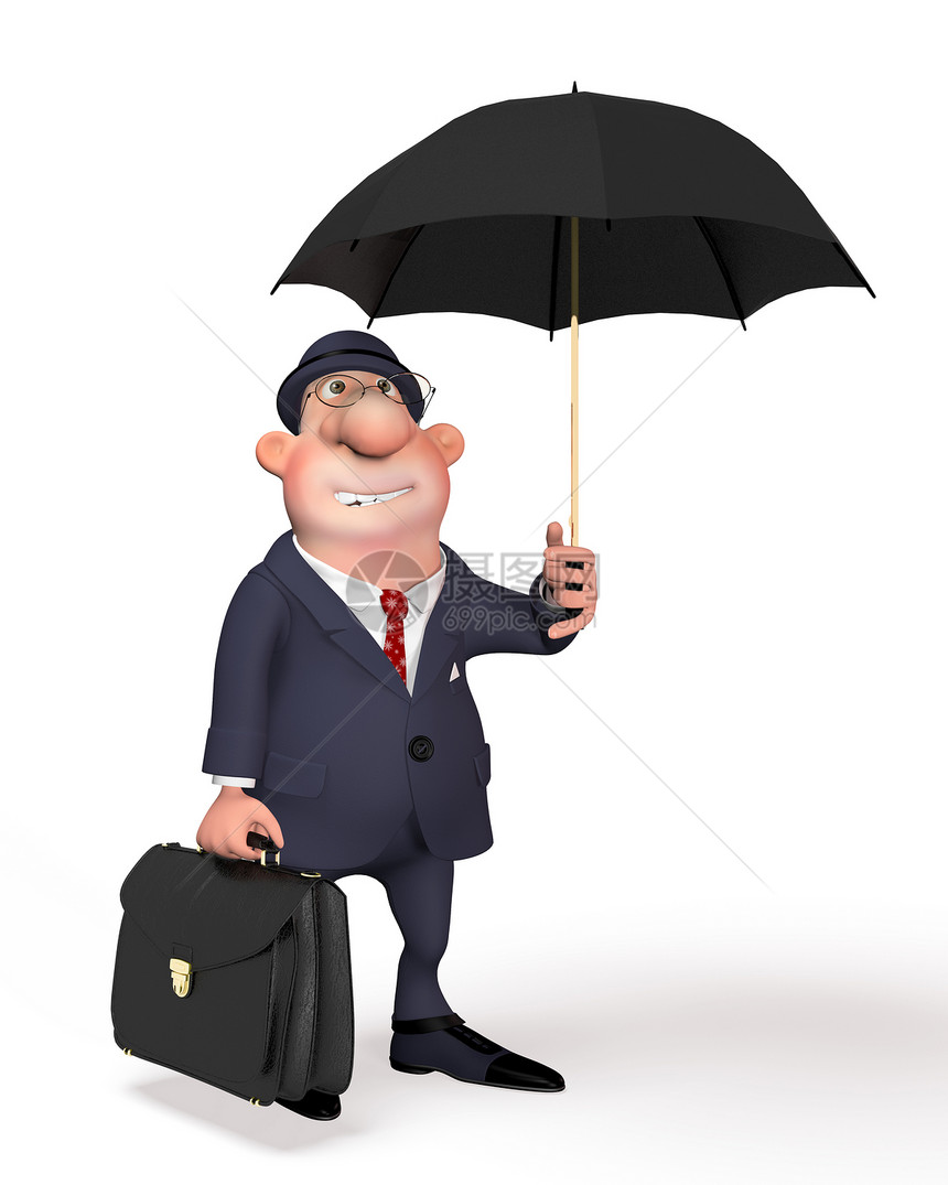 街上的商务人士在雨伞下 笑声积分文件夹插图老板快乐卡通片街道帽子天气图片