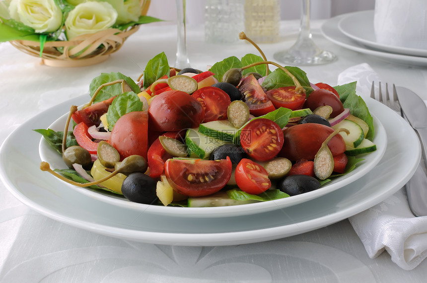 夏季蔬菜沙拉风格维生素健康饮食装饰平衡黄瓜饮食厨房自助餐西红柿图片