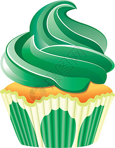 矢量纸杯食物绿色插图奶油糖果甜点生日小吃幸福饮食背景图片