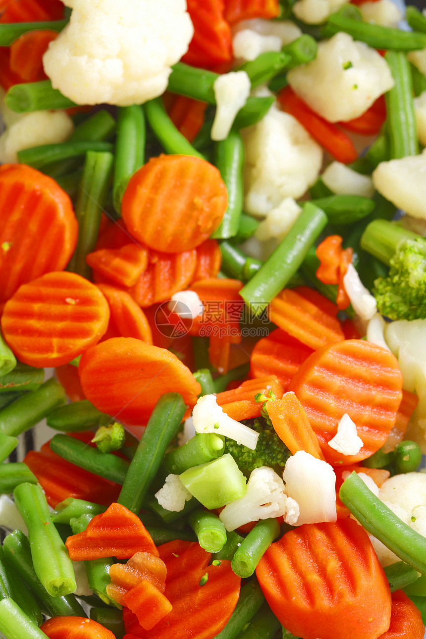 混合蔬菜美食家美食蒸汽营养矿物盘子沙拉低脂肪菜花季豆图片