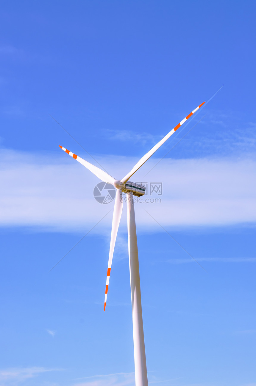 风涡轮素力量农场小麦地平线发电机刀刃天空蓝色阳光旋转图片
