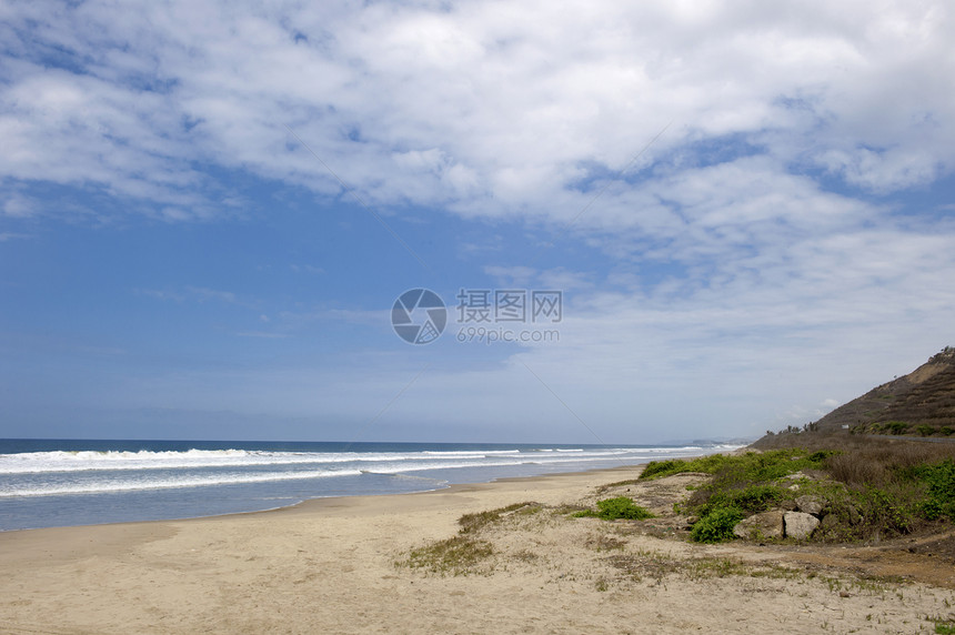 厄瓜多尔的萨利纳盐碱游客度假冲浪海滩旅游波浪图片